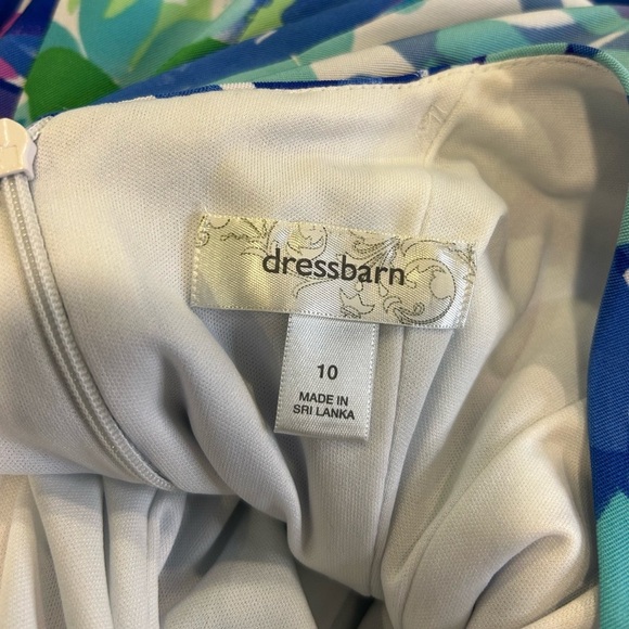 🌴”Dressbarn” Women’s Tropical Floral Print Blues/Greens/Purple Hues Midi Dress🌿 - Picture 10 of 12